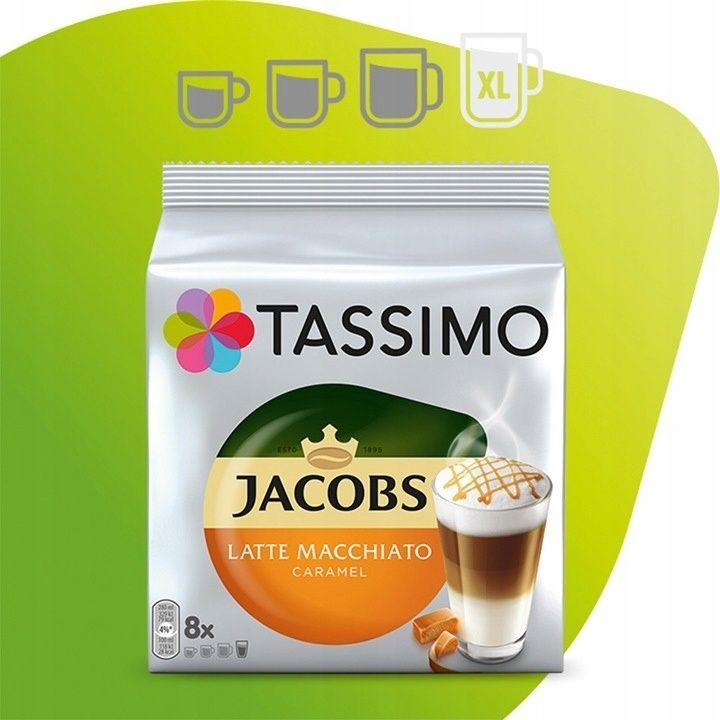Zestaw kapsułek z kawą karmelową Tassimo Jacobs Latte Macchiato &ndash; 112 kapsułek